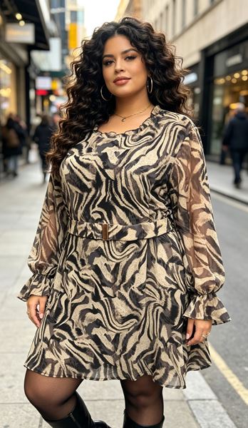 Immagine di PLUS SIZE PRINTED CHIFFON DRESS